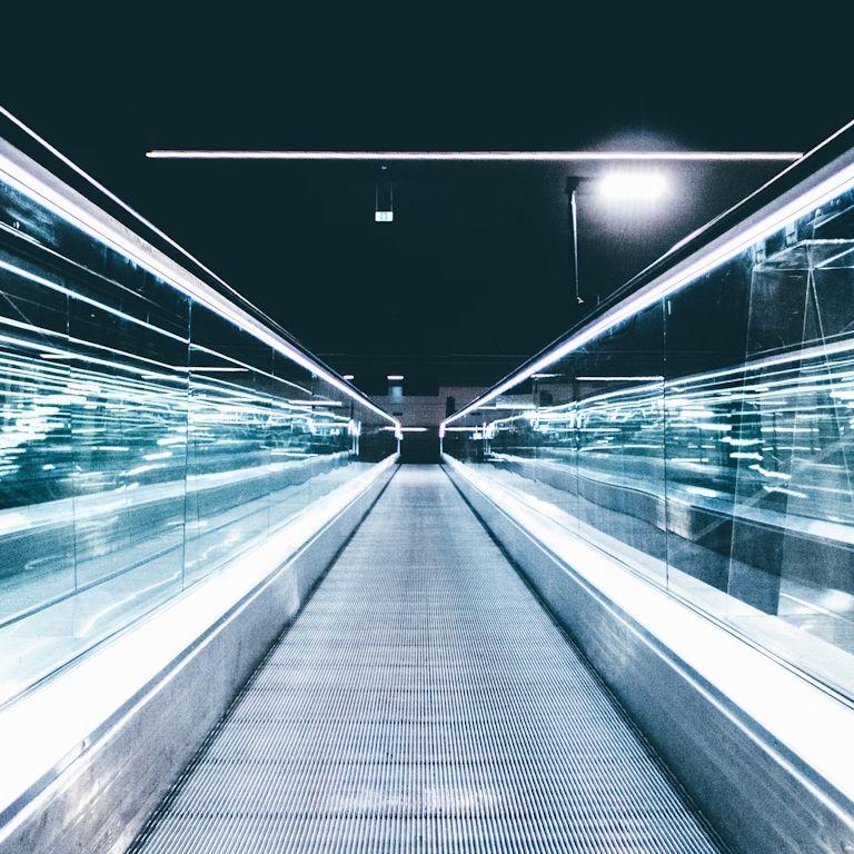 Escalator with shining lights